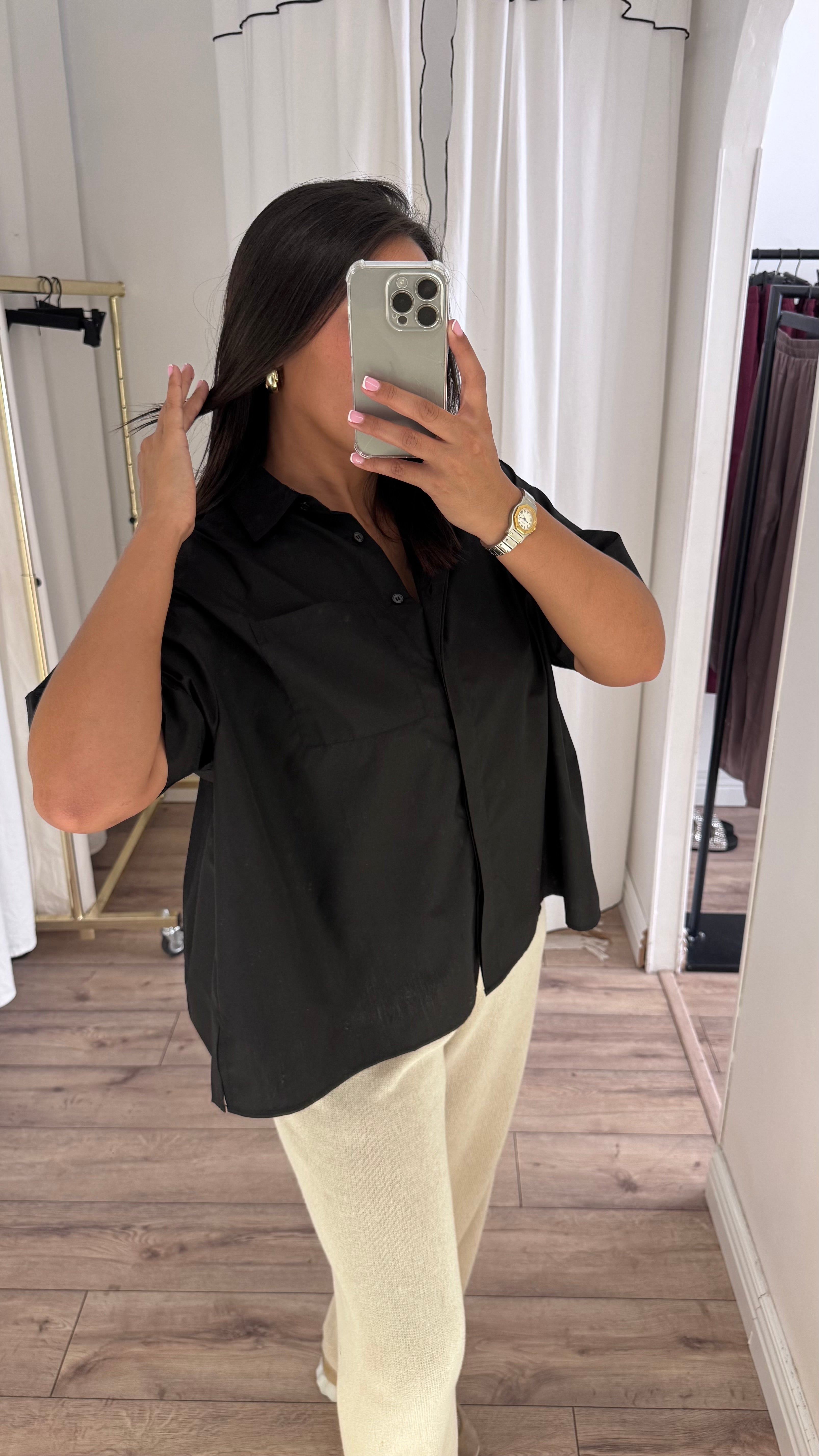 CHEMISE PLISSÉE NOIR