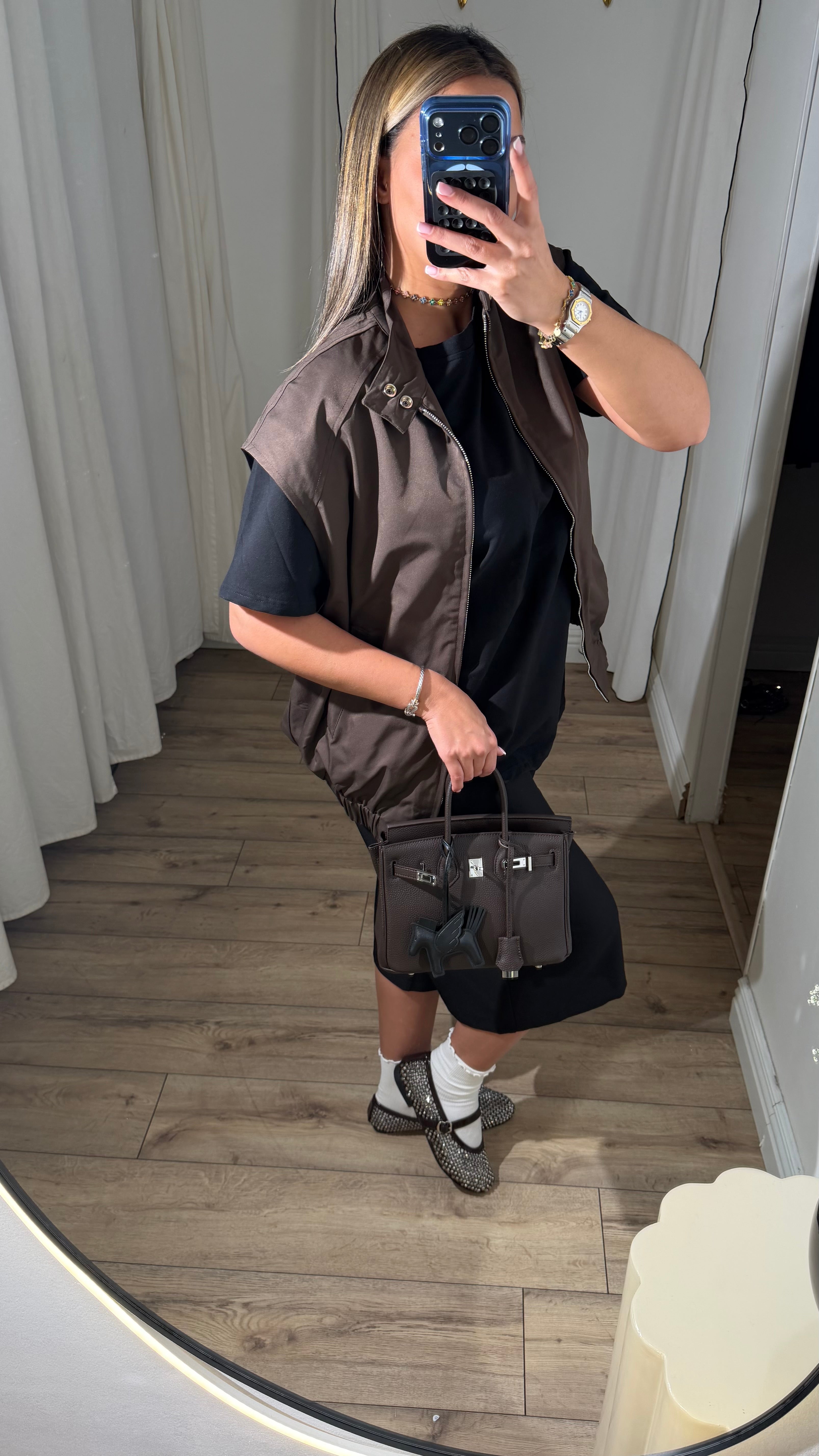 VESTE SANS MANCHE CACAO