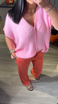 PANTALON RAYÉ ROSE