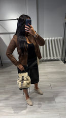 Veste Maille Zippée Marron