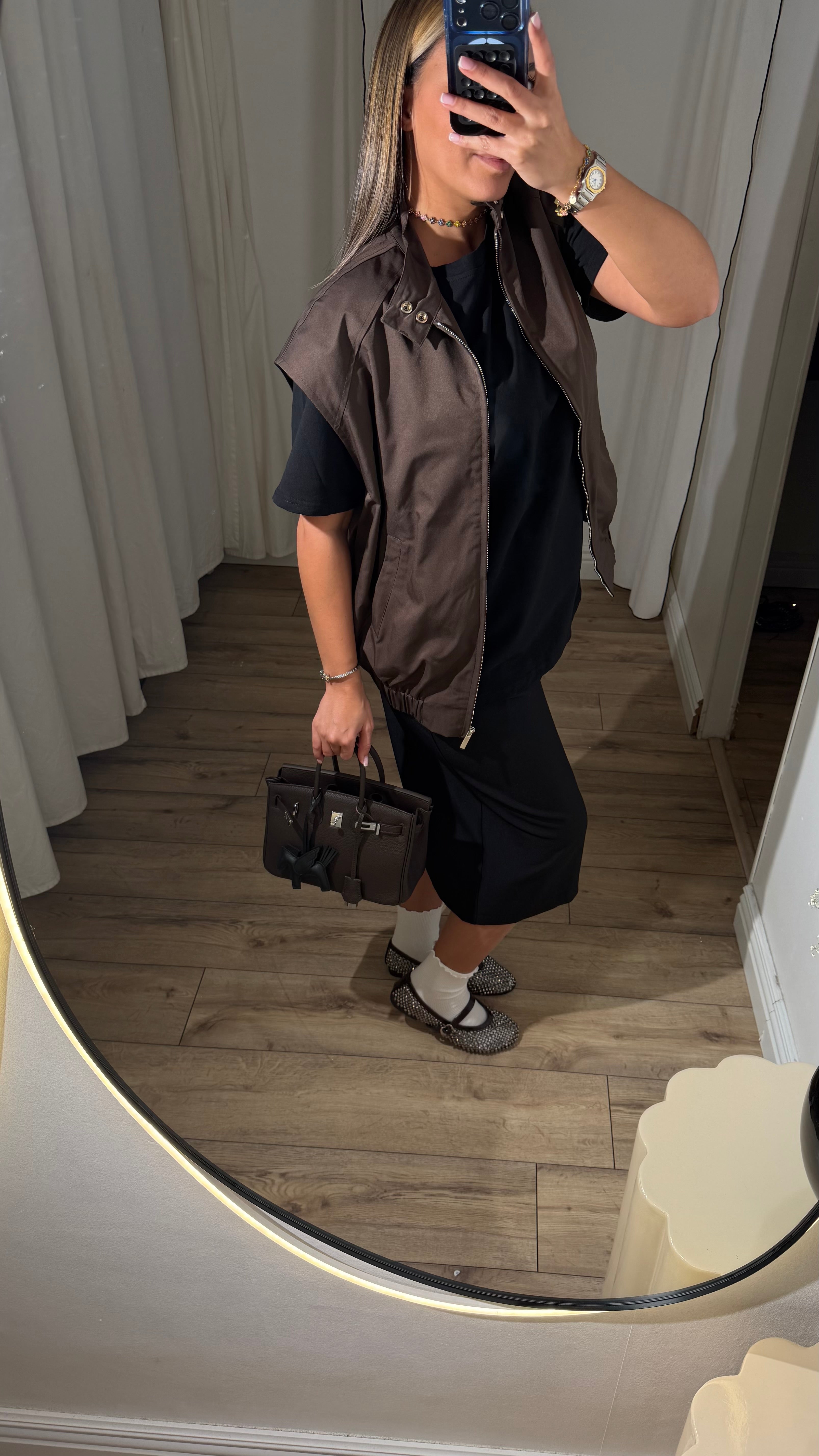 VESTE SANS MANCHE CACAO