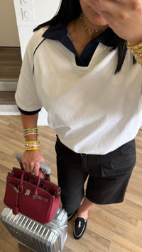 POLO OVERSIZE MARINE/BLANC