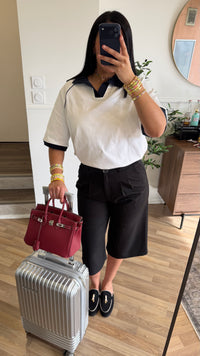POLO OVERSIZE MARINE/BLANC