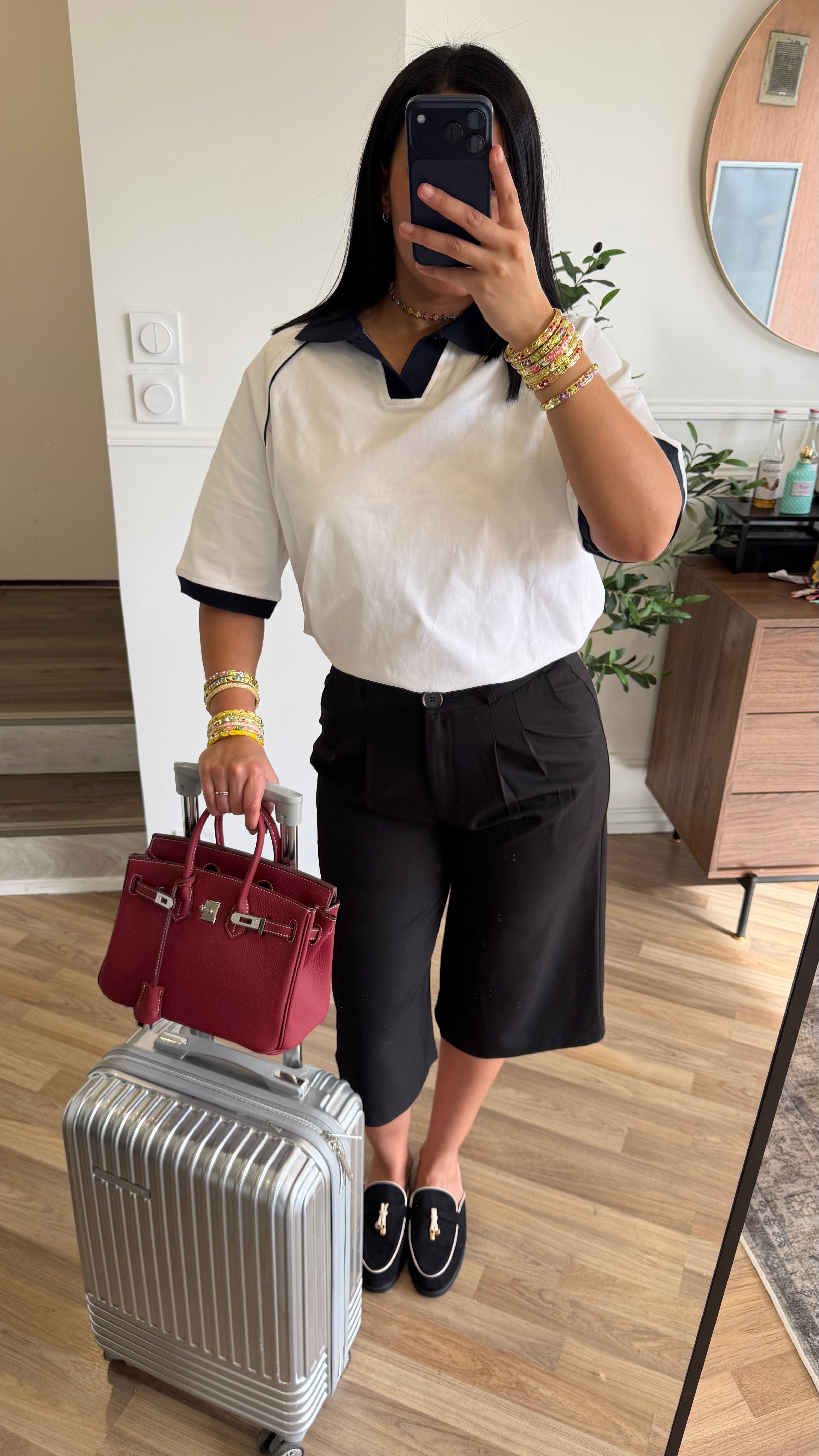 POLO OVERSIZE MARINE/BLANC