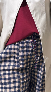 PANTALON A CARREAUX {Marine / Beige}