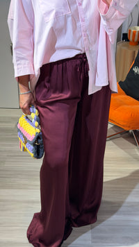 PANTALON SATIN BORDEAUX