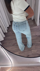 JEANS MOM BLEU