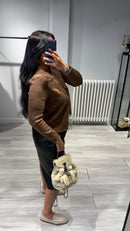 Veste Maille Zippée Marron